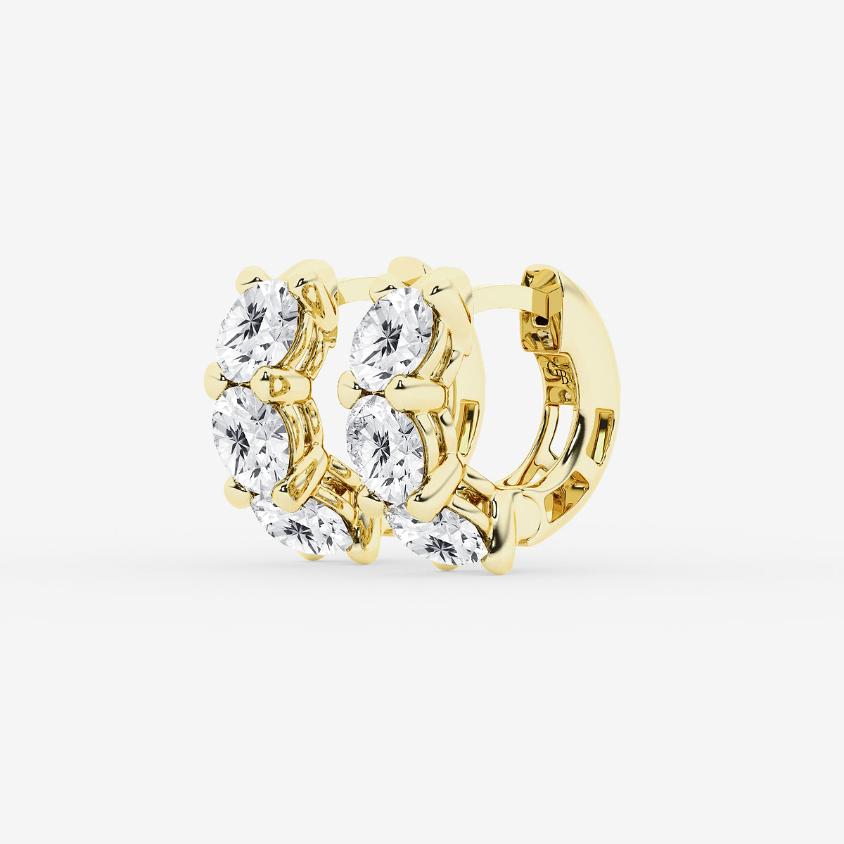 Round Lab Grown Diamond Huggie Hoop Earrings