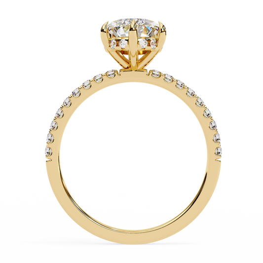 6 Claw Pear Classic Hidden Halo Engagement Ring