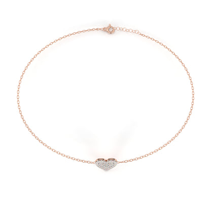 Diamond Heart Charm Chain Bracelet