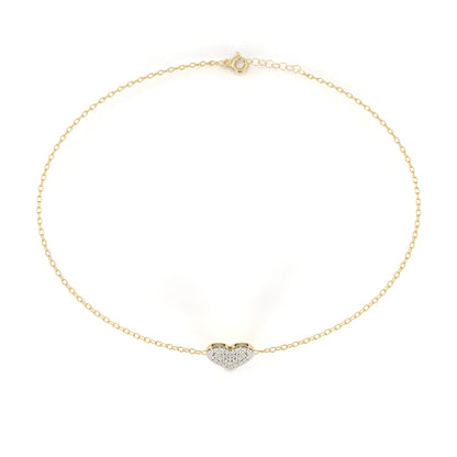 Diamond Heart Charm Chain Bracelet