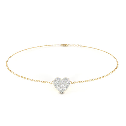 Diamond Heart Charm Chain Bracelet