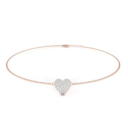 Diamond Heart Charm Chain Bracelet