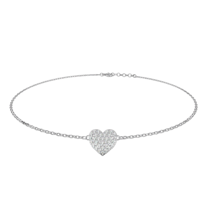 Diamond Heart Charm Chain Bracelet