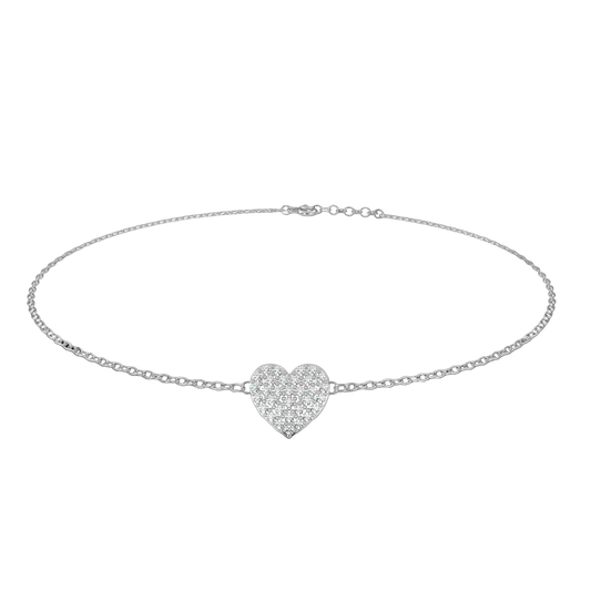 Diamond Heart Charm Chain Bracelet