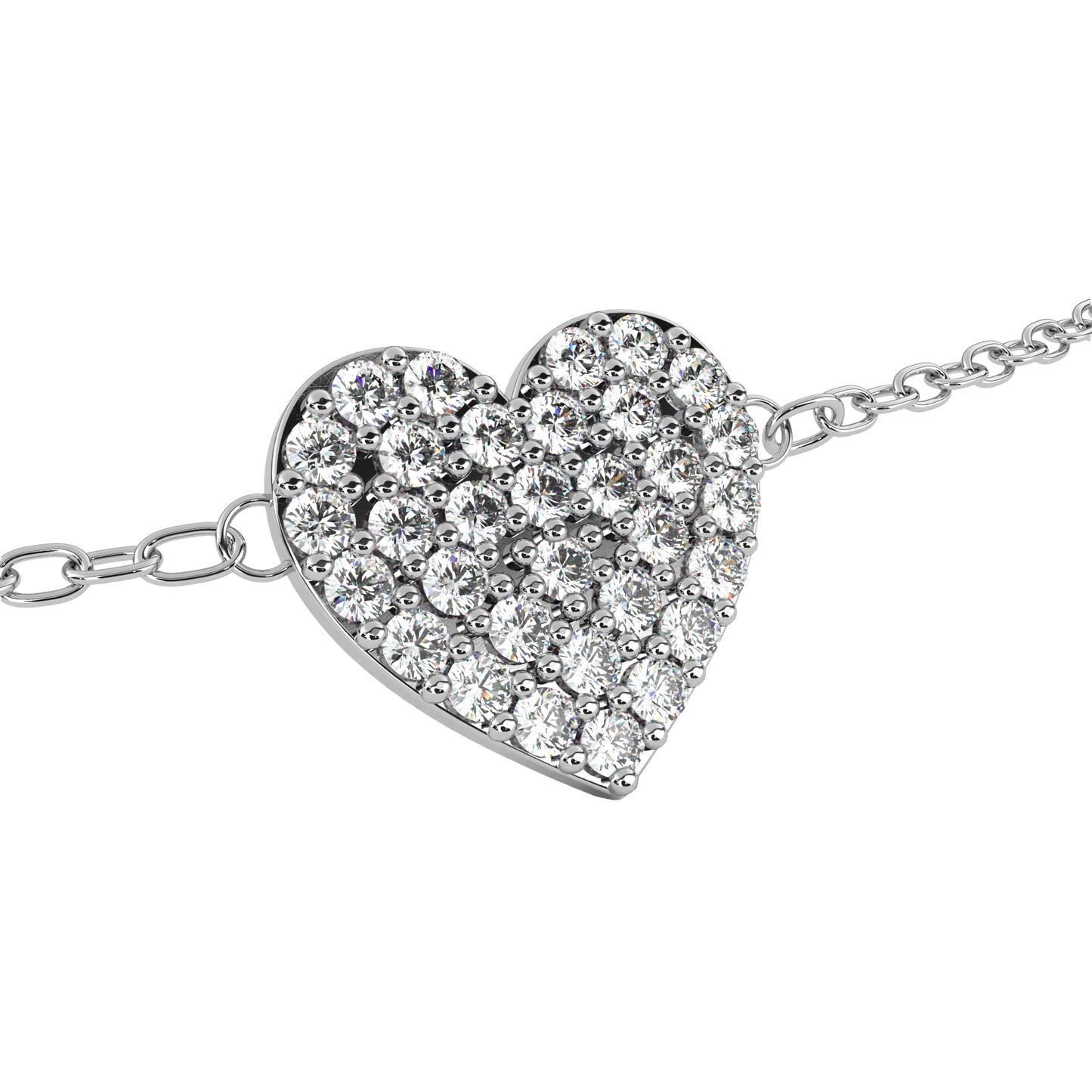 Diamond Heart Charm Chain Bracelet