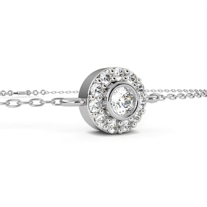 Classic Halo Round Diamond Chain Bracelet