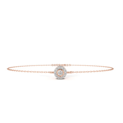 Classic Halo Round Diamond Chain Bracelet
