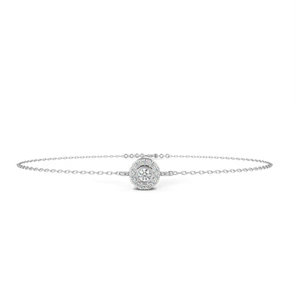 Classic Halo Round Diamond Chain Bracelet
