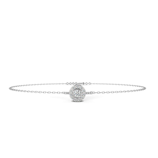 Classic Halo Round Diamond Chain Bracelet