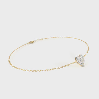 Diamond Heart Charm Chain Bracelet