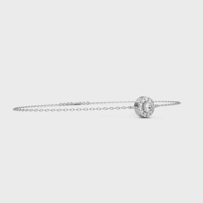 Classic Halo Round Diamond Chain Bracelet